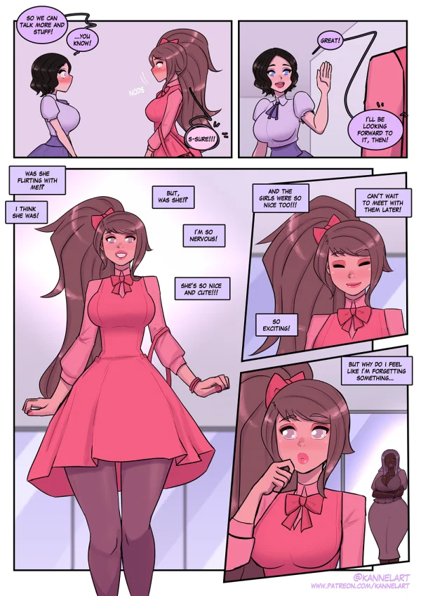 Comic: a job contract turns a guy into a cute office girl with a feminine ass and a new wardrobe.