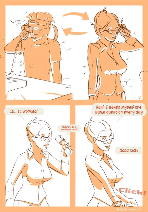 Cover: sketchy classroom scene under the Crank Call title, Satin Minions comic.