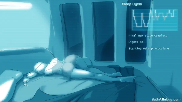 Cover: blonde woman asleep in pink outfit under Wetware Specialist neon title.
