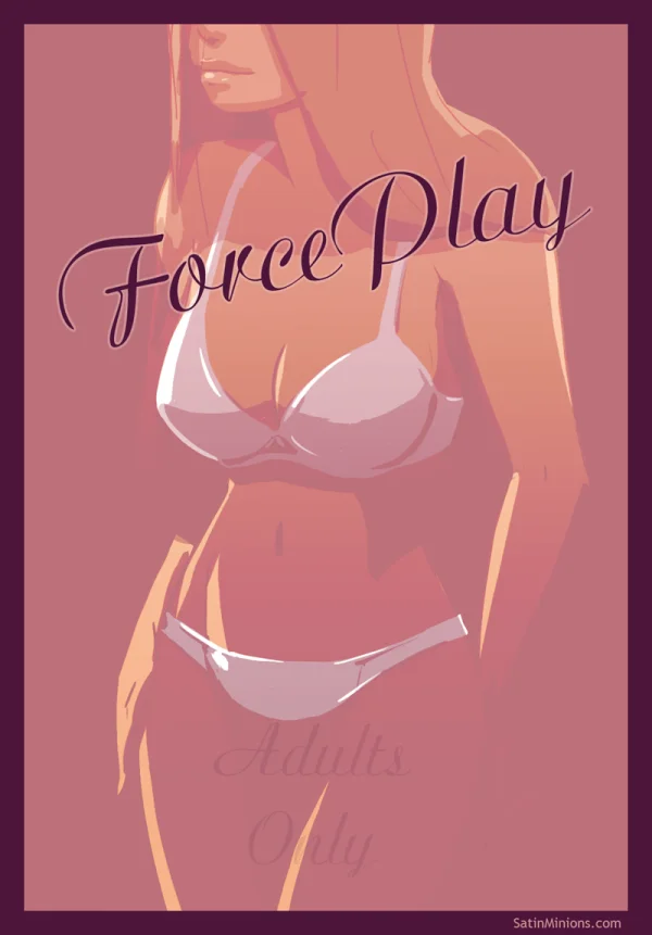 Force Play cover: blonde woman in white bra and panties, adults-only comic by Satin Minions.