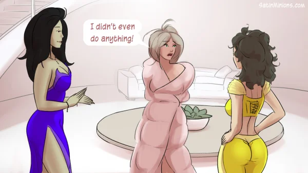 Cover: Path of the Genie part 2 over a sheer pink figure, Satin Minions comic.