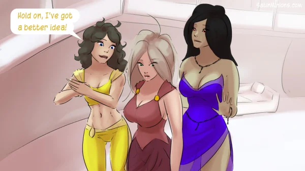 Cover: Path of the Genie part 2 over a sheer pink figure, Satin Minions comic.