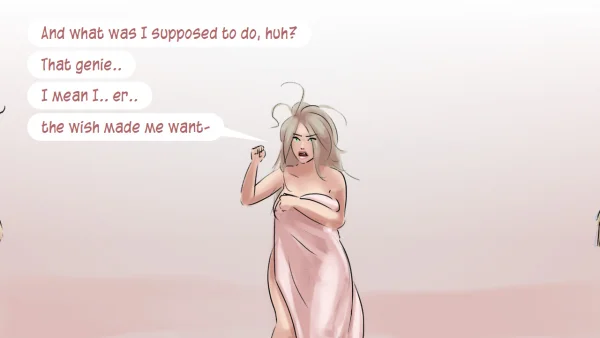 Cover: Path of the Genie part 2 over a sheer pink figure, Satin Minions comic.