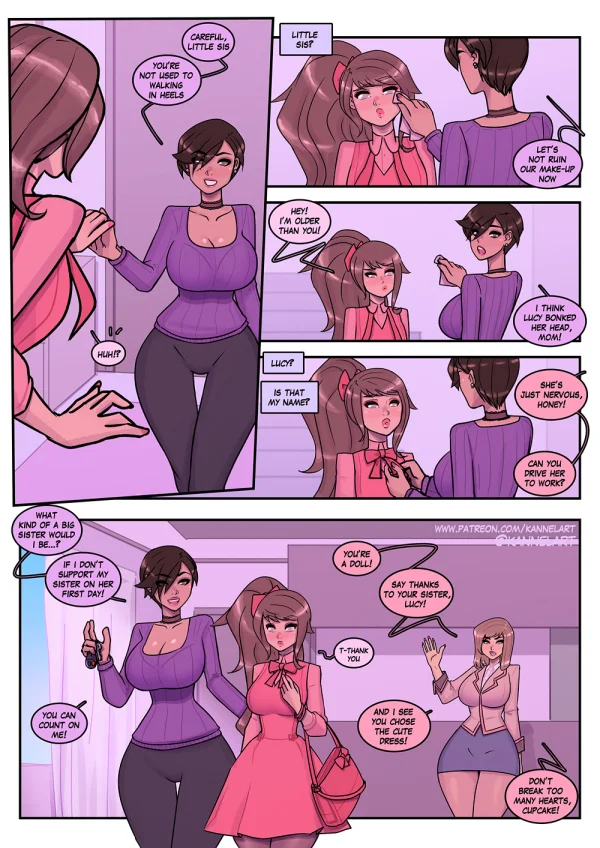 Comic: a job contract turns a guy into a cute office girl with a feminine ass and a new wardrobe.